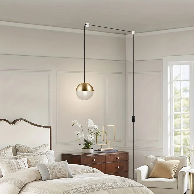 supports câble moderne blanc doré rond lisse facile ventilation lustre