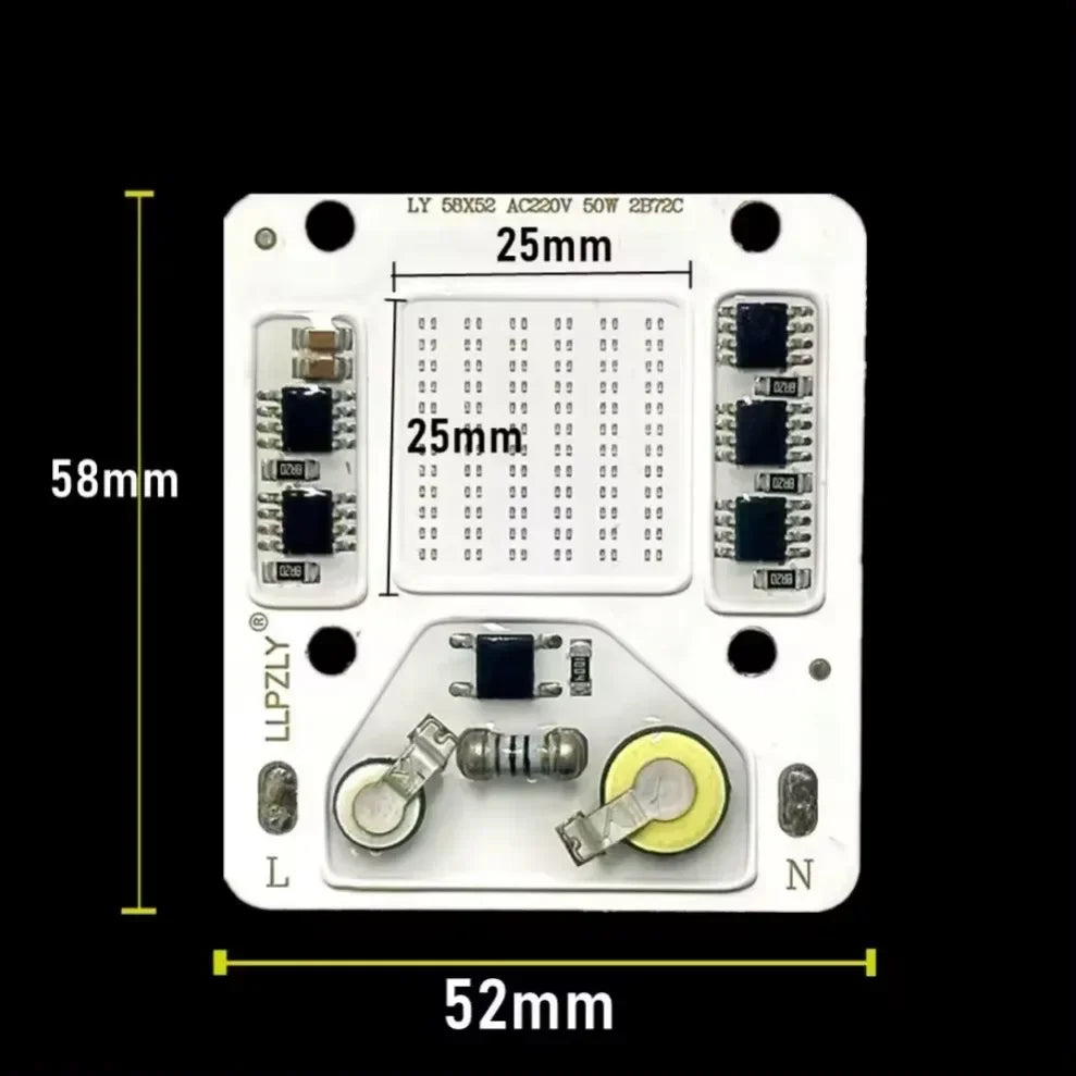 ampoule led cob 50w ac 220v blanc jaune rouge extérieure spotlight technologie circuits imprimés