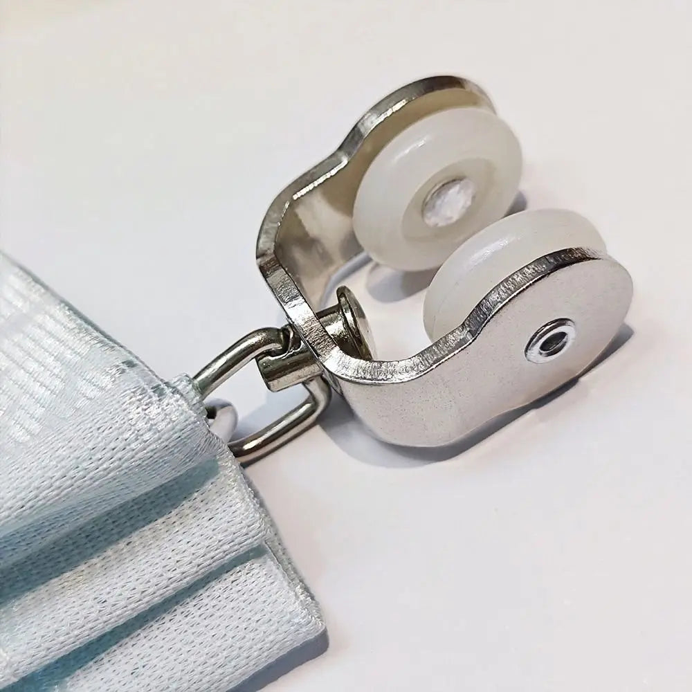 rouleaux rideaux blancs anneaux métalliques modernes quincailleries fixations poulies tringles curseurs roues mat inoxydables