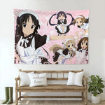 tapisserie murale japonaise anime moderne servantes motifs floraux rose noir blanc polyester grande chambre