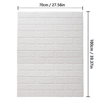 panneau decoratif mural blanc texture brique adhésif resistant eau 70x100cm moderne