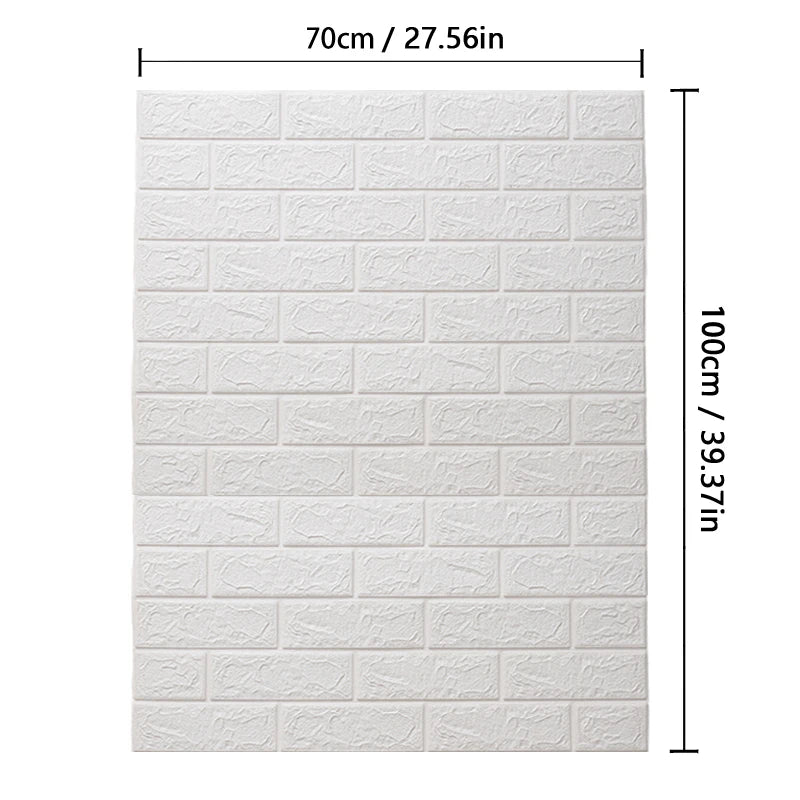 panneau decoratif mural blanc texture brique adhésif resistant eau 70x100cm moderne