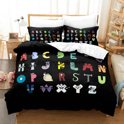 Parure de lit Alphabet Lore housse de couette et taies d'oreiller