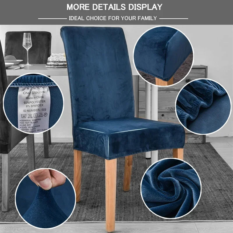 housse chaise velours bleu marine gris moderne adhésif polyester élasthanne 35 48cm