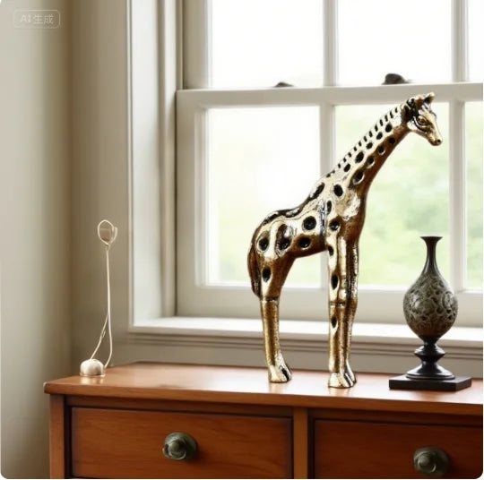 figurine girafe décorative dorée moderne ornement ajouré animalier collectionnée