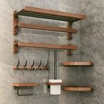 étagères salle bain modernes rustiques bois aluminium non perforées installer murales serviettes brosse dents