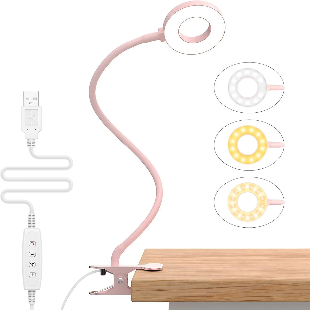 lampe led rose pâle flexible portable clip usb charge moderne