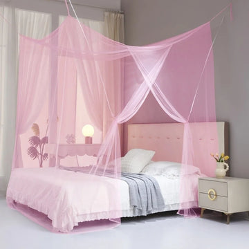 filet lit transparent moderne polyester coton blanc rose bleu violet jaune camping chambre coucher