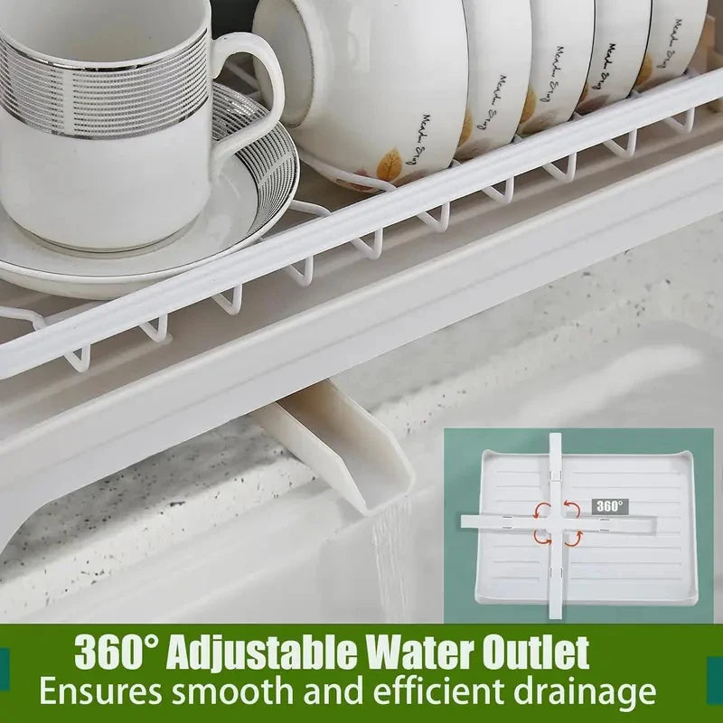égouttoir vaisselle pliable acier anti rustre moderne blanc drainage auto usage multiple cuisine