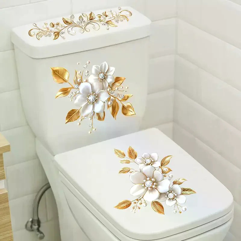 autocollants decoratifs floral ornementaux salle bain chambre deco luxe adhésif motifs floraux