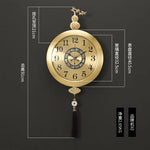horloge murale or chinois moderne ornements fleurs arabes noirsOpaque