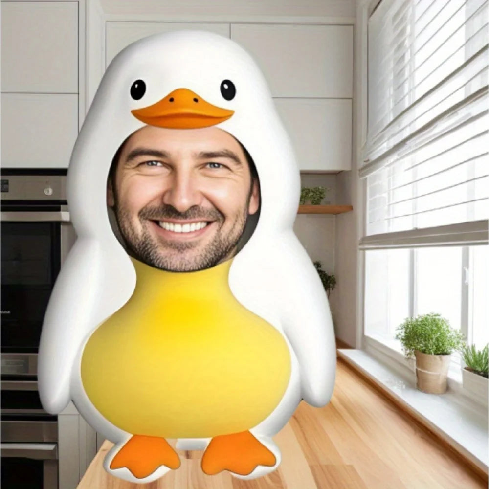 masque photo canard stylisé blanc jaune orange amovible lavable cartoon