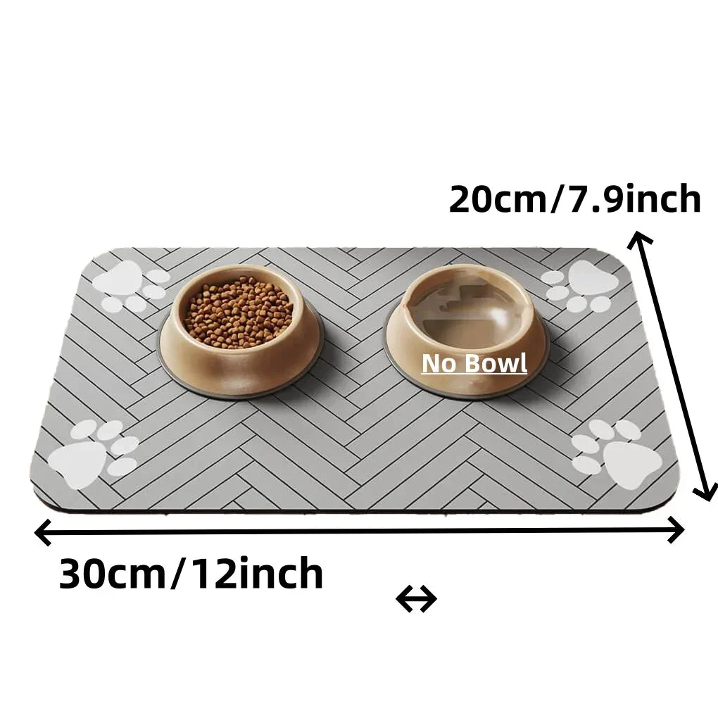 tapis absorbant animaux compagnie imperméable antidérapant gris blanc rayures empreintes pattes moderne clips