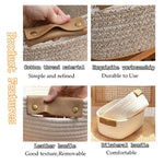 paniers rangement tissés main khaki clair blanc modernes rustiques poignées cuir eco friendly