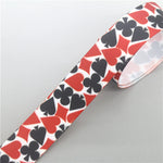 ruban gros grain motif cartes poker blanc rouge noir couture artisanat décoration