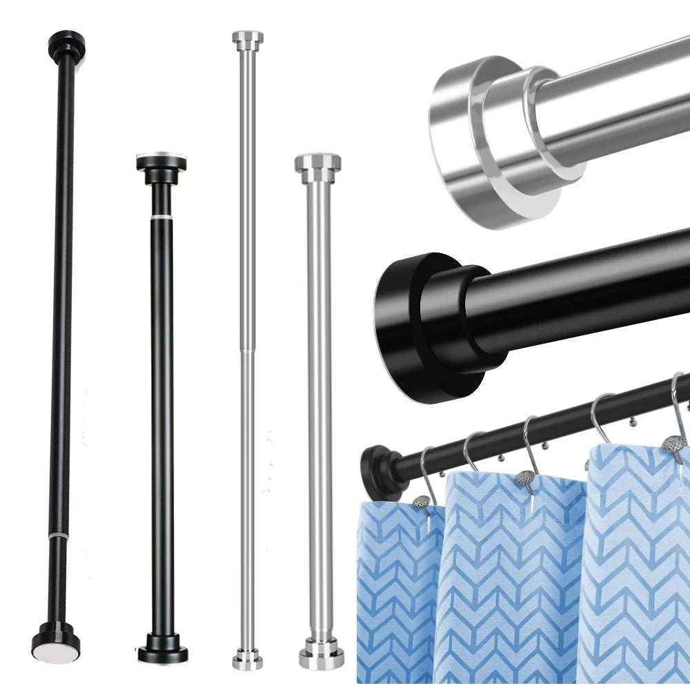 tendeur rideau douche acier inoxydable noir argent réglable tension sans perçage moderne salle bain