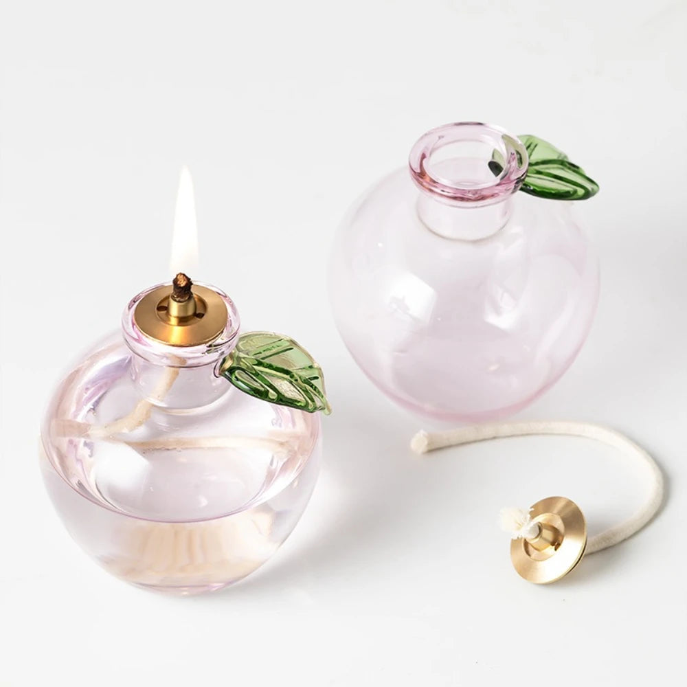 lampe essence pomme transparente rose feuilles vertes moderne recharge amovible cuivre vintage chambre