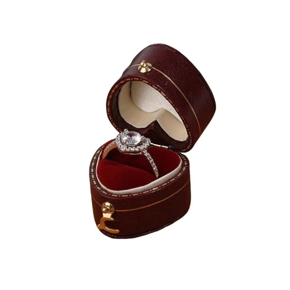 boîtes bijoux simili cuir classiques couleurs vert bordeaux rose anneaux mariage