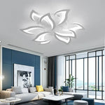 lampe moderne fleur lotus acrylique polie blanc noir réglable lumière chambre salon