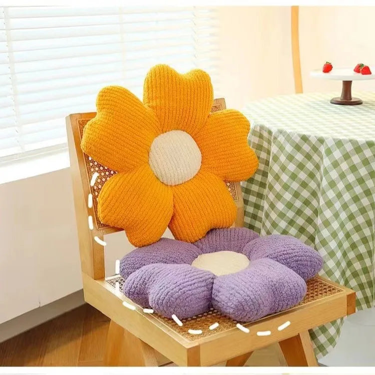 coussin décoratif fleurs relief polyester moderne orange vert rose beige marronclair