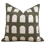 coussin décoratif géométrique vert beige blanc contemporain salon lit voiture 45x45cm