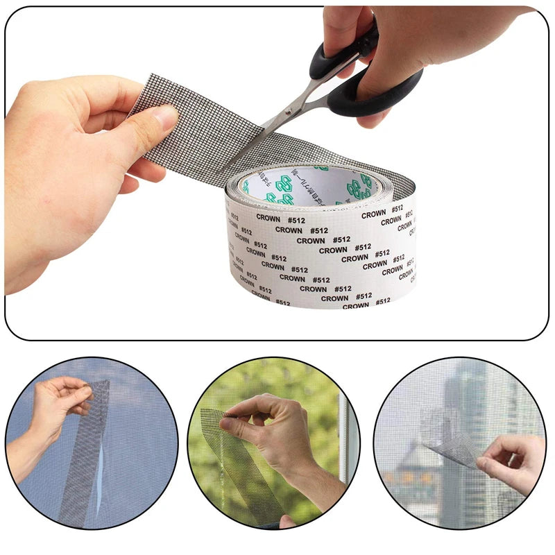 filet anti insectes adhésif gris maille fine réparation fenêtre porte pratique 5x200cm
