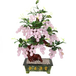 ornement arbre raisin pierre artificiel feuilles vertes grappes roses décoration intérieure salon cave vin