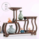 étagère bois naturelle classique statuettes céramique vase bol salon unique respectueux environnement