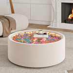 table basse moderne verre transparent motif floral couleur beige table salon contemporaineDecorationMinimalisteFlorale
