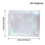 tissu organza holographique rose violet bleu clair vert clair moderne semi transparent polyester