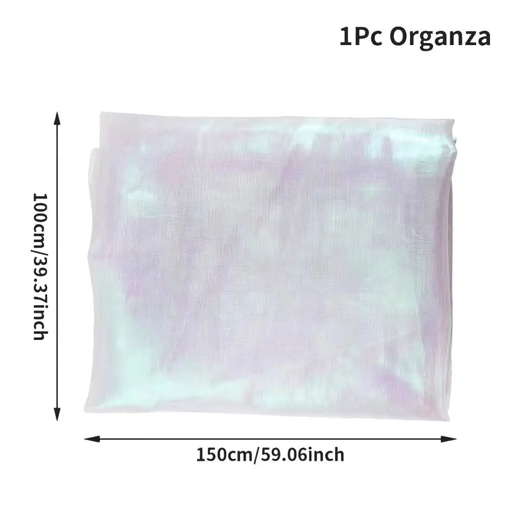 tissu organza holographique rose violet bleu clair vert clair moderne semi transparent polyester