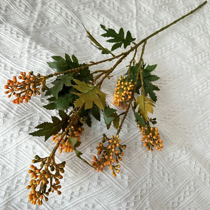 bouquet artificiel feuilles vertes fleurs jaunes rouges blanches naturel intérieur décoration maison