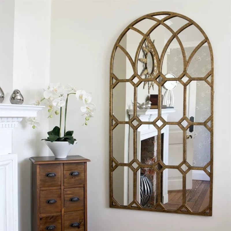 miroir decoratif gothique vintage arche doré blanc decoration chambre coucher