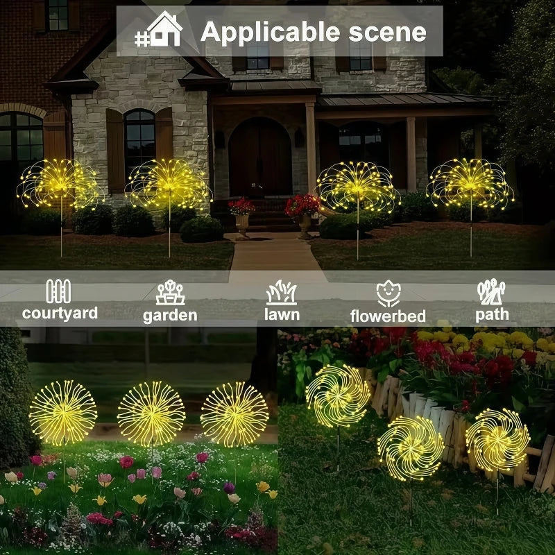 lumière solaire feu d'artifice multicolore moderne extérieure clignotante jardin allée patio festif led autonomes