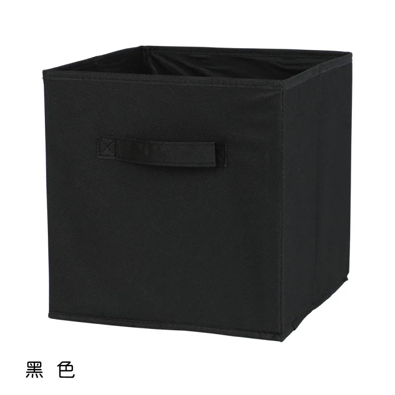 boîtes rangement pliables tissu uni moderne bleu marine beige jaune vert poignées détachables respectueux
