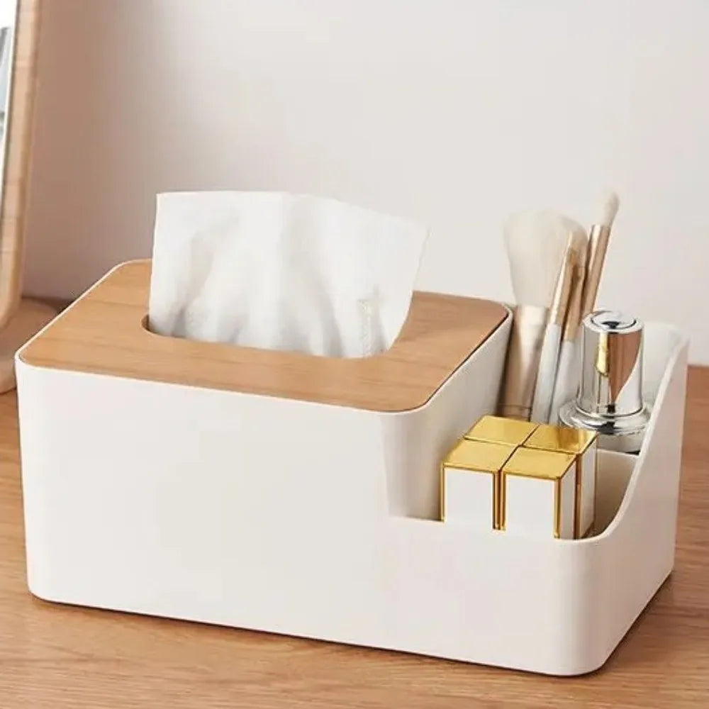 boîte mouchoirs moderne plastique blanc texture bois multifonction rangement serviettes décoration table minimaliste