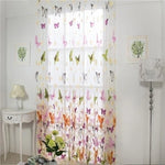 rideau fenêtre imprimé papillon transparent moderne floral métallique blanc jaune rose