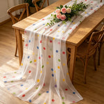 nappe tulle pois colorés transparente table festive mariage anniversaire fete thème carnavalesque