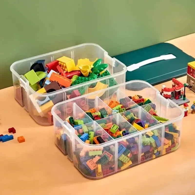 organisateur jouets boîtes rangement vert blanc transparent empilables respectueuses environnement modernes poignées