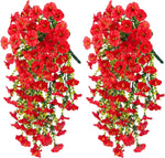 décoration intérieure moderne bouquet suspendu fleurs artificielles rose violet vert feuilles
