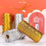 fil coton métallisé or argent rouge vert lustré brillant décoration festive bricolage emballage cadeau