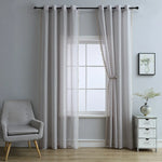 rideaux noir gris blanc bohème moderne pompons bord inférieur tringle translucides polyester chambre salon