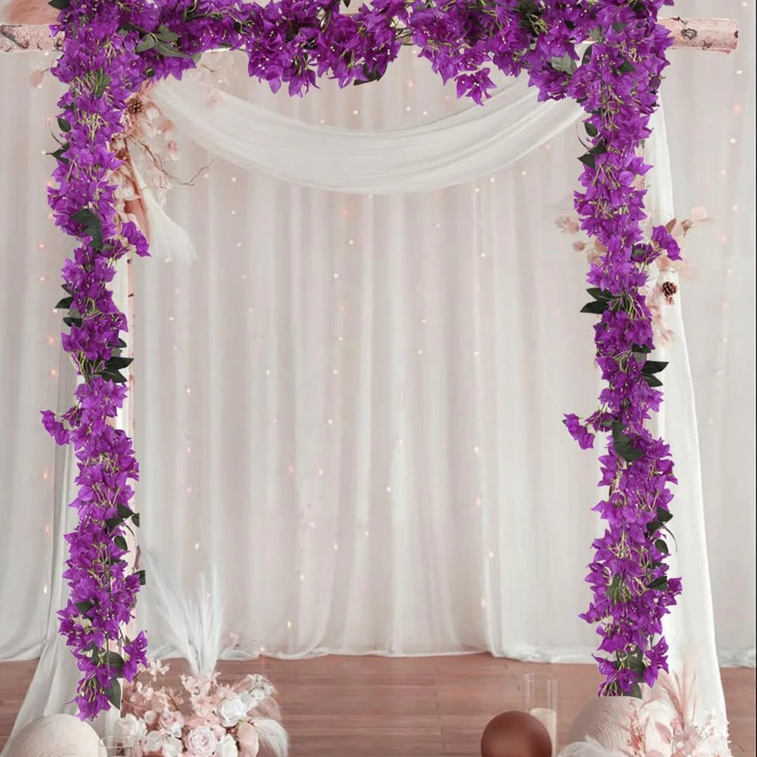 guirlande florale artificielle rose vif vert fleurs hortensia feuilles modernes décoration mariage extérieur anniversaire