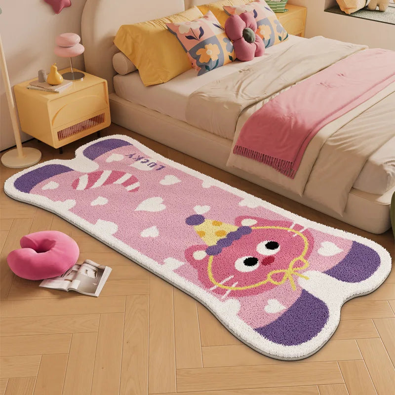 tapis dessin animé animaux mignons imitation cachemire polyestère antidérapant résistant décoloration intérieurextérieur