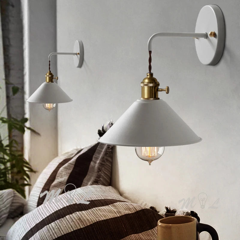 Applique murale moderne en fer avec abat-jour miroir gris