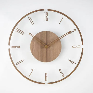 horloge murale moderne bois clair numéros blancs texture 3D acrylique diamètre 35cm fixations inclusées