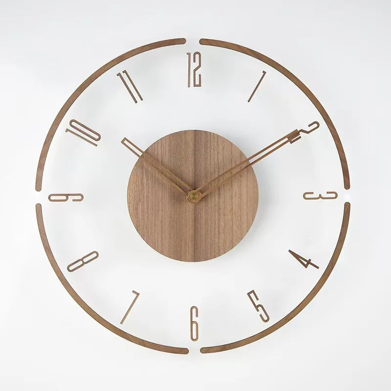horloge murale moderne bois clair numéros blancs texture 3D acrylique diamètre 35cm fixations inclusées