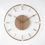 horloge murale moderne bois clair numéros blancs texture 3D acrylique diamètre 35cm fixations inclusées