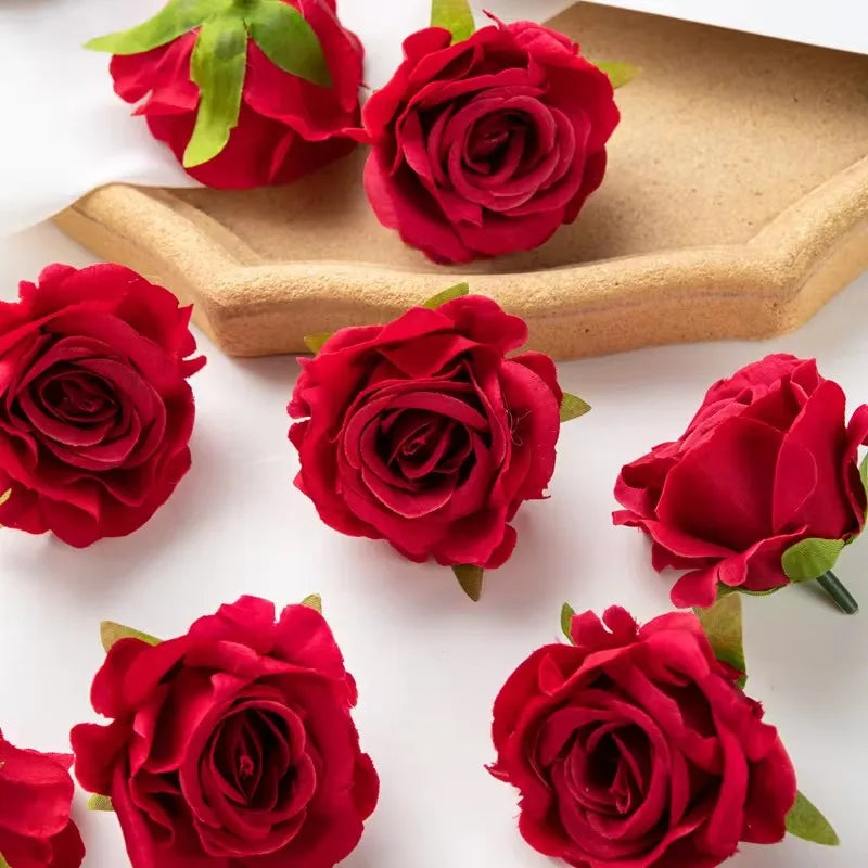 fleurs artificielles roses soie feuilles vertes décoration mariage fête maison scrapbooking
