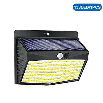 lampe murale solaire 468 led noir ip65 moderne détecteur mouvement autonomie 8mètres